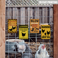Letrero Metálico Vintage 'Cuidado con los Pollos', Decoración Retro para Pared de Casa de Campo