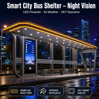 Abri de bus solaire intelligent avec grand écran LED, résistant aux intempéries, en acier galvanisé, hub de transit, CE CB OEM ODM personnalisé