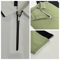 Polo en maille pour homme, col plat contrasté, sans plis, fermeture éclair personnalisée, évacuation de l'humidité, séchage rapide, décontracté chic, luxe