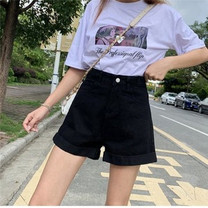 Shorts in denim da donna estivi a vita alta, in cotone blu, a gamba larga, mini <span class=keywords><strong>pantaloncini</strong></span> da ragazza/studentessa, stile coreano, alla moda - Product Image 5