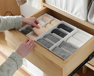 ที่จัดระเบียบลิ้นชักและตู้เสื้อผ้าแบบแบ่งช่องพลาสติก4หรือ5,ที่จัดระเบียบลิ้นชักชุดเดรสชุดชั้นในผูกถุงเท้าผ้าพันคอ - Product Image 3