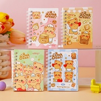 A7 Mini Spiralblock Niedlicher Butterbär Cartoon Liniertes Taschennotizbuch 80 Blatt 80g/m² Kawaii Schreibwaren für Kinder und Schüler