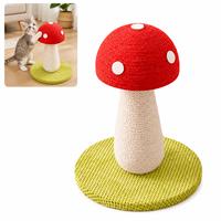 Griffoir pour chat en sisal naturel, design champignon, base épaisse, capuchon rouge, gain de place, pour usage intérieur - Vente en gros
