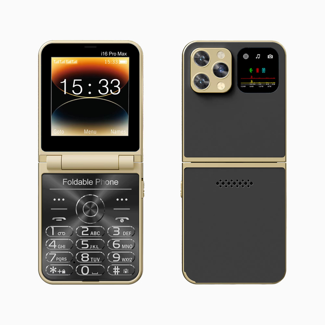 I16 PRO MAX Flip Mobile Phone 4 SIM Standby Speed Dial Magic Voice Flashlight Call Recording 2G GSM Button Fold Cellphones