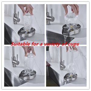 Outil de nettoyage automatique de rondelle de tasse de rinceur de verre d'acier inoxydable pour des éviers de cuisine et des accessoires de barre - Product Image 5