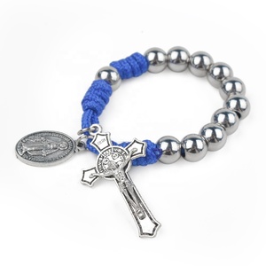 Rosario Decenario de Paracord Azul con Cuentas de 8MM de Acero Inoxidable y Medalla <span class=keywords><strong>Milagrosa</strong></span>, Color Inalterable - Product Image 1