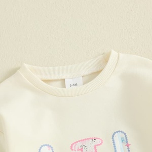 Pelele de algodón con letras <span class=keywords><strong>LIL</strong></span> SISTER y etiqueta personalizada para primavera y otoño, ropa infantil para bebés, mono de manga larga con cuello redondo para niñas pequeñas, 1 Uds. - Product Image 3