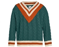 Pull de cricket en tricot pour homme, couleur unie, col en V, 100% coton, anti-boulochage, séchage rapide, anti-plis, décoration vintage