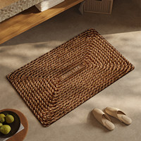 Tapis de bain en polyester à texture lin, avec dos en caoutchouc antidérapant, imprimé par transfert thermique, pour salle de bain, douche, baignoire, maison