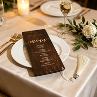Cartes de menu de mariage et numéros de table personnalisés découpés au laser pour mariage