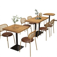 Table de salle à manger rectangulaire multifonctionnelle de style américain en bois massif pour café, restaurant occidental et hôtel, avec ensemble chaise et table