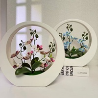 Décoration Murale Artificielle Faite à la Main, Orchidée Phalaenopsis à 9 Fleurs, Lot de 3 Pots, Idéale pour Noël et les Remises de Diplômes