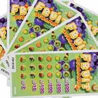 Cartes à gratter personnalisées avec logo, impression sérigraphique, billets de jeu en carton, 5 chances de gagner