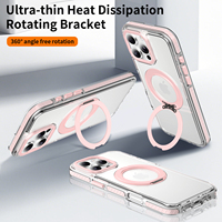 Nouvelle coque de téléphone rose tendance pour fille avec support rotatif pour iPhone 16 Pro Max, cadre d'objectif en métal, coque de téléphone magnétique protectrice