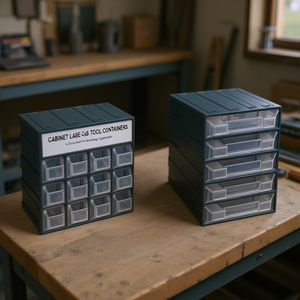 Drawer Cabinet Label Cab Tool <b>Containers</b> 4 Tier <b>Stackable</b> <b>Storage</b> With Transparent Drawers For Workshop Organization - Product Image 2