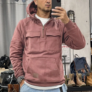 Nueva sudadera de color sólido de invierno Chaqueta de Sudadera con capucha multibolsillo para hombres de deportes juveniles europeos y americanos - Product Image 1