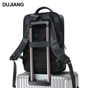 Dujiang Men's Business <b>Backpack</b> 15.6 Inch Laptop Bag Lightweight Commuting <b>Backpack</b> Solid Color <b>Black</b> Tumbled Leather - Product Image 4