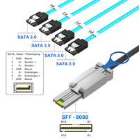 Câble Mini SAS SFF-8088 4*SATA3.0 6 Gbit/s, conducteur en cuivre étamé, double blindage, gaine en PVC, haute vitesse, pour serveur, disque dur externe/SSD