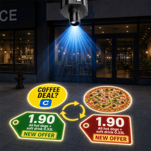 Projecteur LED rotatif personnalisable avec logo, projecteur Gobo à quatre motifs, diapositives interchangeables, projecteur publicitaire - Product Image 1