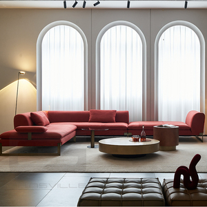 أثاث Gainsville على الطراز الأوروبي الإيطالي من مصنع فوشان الأكثر مبيعًا مجموعة جلد أحمر راقة - Product Image 5