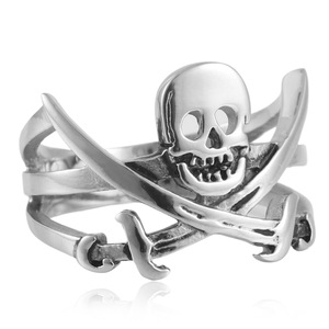 Stainless Steel <b>Skull</b> Pirate <b>Ring</b> Hollow Crossbones Design Unisex Jewelry Gift - Product Image 1