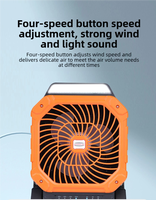 Ventilateur de camping portable rechargeable 7800 mAh avec batterie externe, lumière LED, moteur sans balais, faible bruit, USB Type-C, pour maison et hôtel