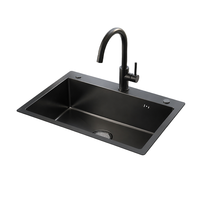 Évier de cuisine noir anti-condensation au design personnalisé, évier de cuisine en acier inoxydable SUS304