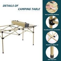 Table de camping et de plage pliable en métal robuste, design moderne, sac de transport, utilisation intérieure/extérieure, pique-niques, fêtes, barbecue, mobilier d'extérieur