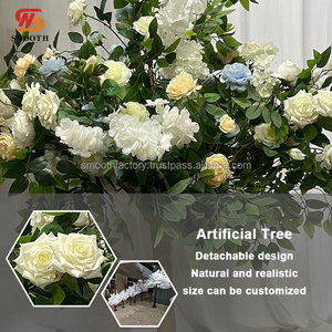 LEDA Custom Indoor Wedding Decor White Yellow Roses Wisteria <b>Artificial</b> Flower <b>Tree</b> for Wedding - Product Image 4