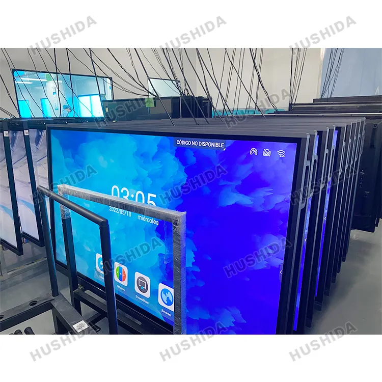 Panel Lcd Digital jari sentuh, tampilan informasi Digital Panel Lcd interaktif 4K 55 "65" 75 "86" 98 "110" dengan dudukan