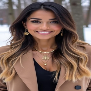 Parrucche di <span class=keywords><strong>capelli</strong></span> umani biondi <span class=keywords><strong>caramello</strong></span> con riflessi marroni a strati, ondulate, con frontale in pizzo indiano grezzo 13x6 - Product Image 5