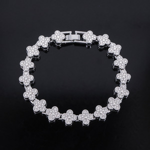 Hot Selling European American Four-leaf Clover <b>Necklace</b> Full Diamond Zircon <b>Small</b> Alloy Jewelry for Men Women Hip-Hop Style - Product Image 3