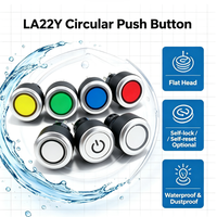 Interrupteur à bouton-poussoir rond pour panneau de commande industriel, 22mm, LA22Y, à réinitialisation automatique, avec lumière LED, étanche à la poussière