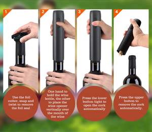 Tire-bouchon électrique sans fil rechargeable avec base de charge USB automatique 2025, ouvre-bouteille de vin avec coupe-capsule - Product Image 3