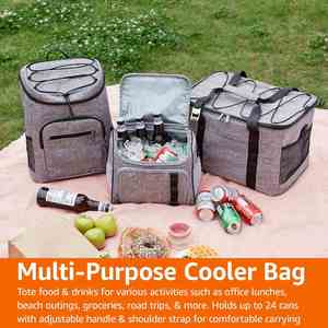 Sac isotherme souple et pliable à double compartiment pour pique-nique, plage, randonnée, camping, travail, voyage - Product Image 6