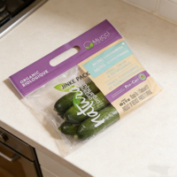 Emballage personnalisé YSH avec logo imprimé pour aliments surgelés, lait frais, fruits, légumes, résistant à l'humidité, avec trous perforés, fermeture éclair transparente en BOPP