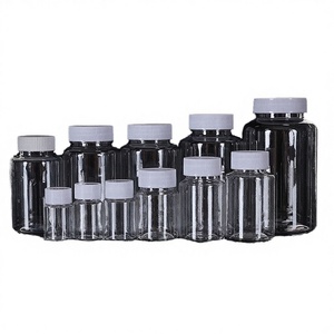 Botella de Plástico Transparente PET de 200ml, 250ml, 300ml, con Boca Ancha y Tapa de Rosca a Presión para Envasado de Píldoras/Cápsulas - Product Image 2