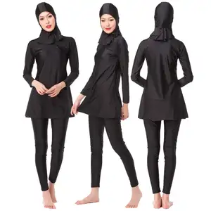 Di Colore solido Musulmano Delle Donne del Costume Da Bagno di Colori Solidi Costumi Da Bagno Islamico Della Signora