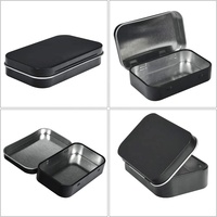 Boîtes à couvercle à charnière avec impression personnalisée, petite boîte rectangulaire noire en fer blanc avec couvercle rabattable pour ranger bijoux/colliers/boucles d'oreilles