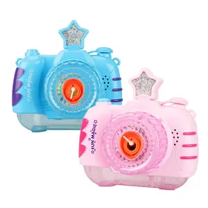Toys World 2023 Summer Bubble Camera Soap Bubble Machine Automatic Light Toys Outdoor Music Pink Bubble Camera