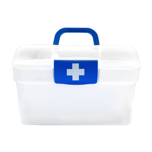 Boîte à médicaments portable en plastique avec poignée croix rouge, 4 compartiments, pour le rangement à domicile ou en clinique - Product Image 4
