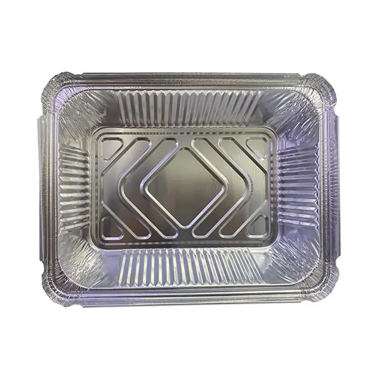 Tray Food Container Aluminum Foil Takeaway Aluminium Foil with Plastic Lids Disposable Wholesale Silver PET Aluminum Pans Accept