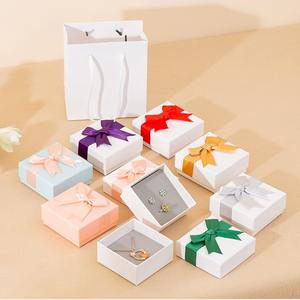 Cajas de Cartón para Joyería, Caja de Papel con Tapa, Mini Caja para Collar con Lazo - Product Image 1