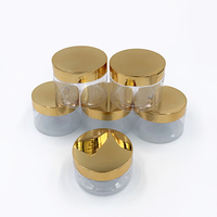 En Stock Pot Cosmétique en Plastique PET Transparent 250ml 8oz avec Couvercles Dorés pour Emballage de Crème Capillaire