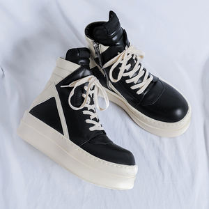 Nuove scarpe <span class=keywords><strong>alte</strong></span> da <span class=keywords><strong>uomo</strong></span> di grandi dimensioni 48 <span class=keywords><strong>nere</strong></span> bianche rovesciate a triangolo stringate alla moda stile da passeggio Sneaker da <span class=keywords><strong>uomo</strong></span> - Product Image 2