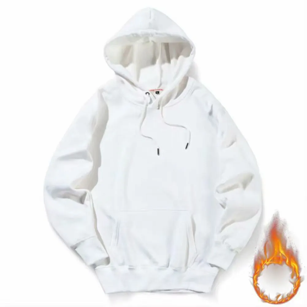 Products 2022 New Arrivals Men Autumn Winter Hooded Street Long Sleeve Loose Solid Color Hooded Casual Tops White Men's Hoodies