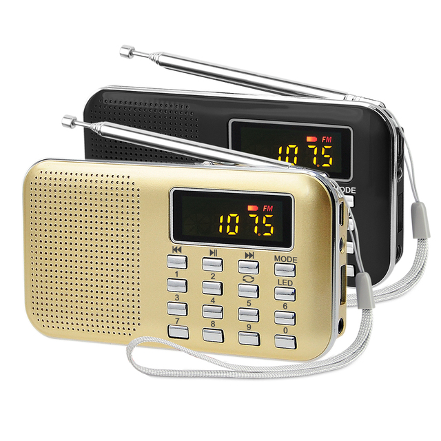 LCJ L-218 Portable Rechargeable Digital FM Radio Scanner with Speaker Flashlight MP3 Player AUX Input TF/SD Card USB