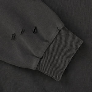 <span class=keywords><strong>Felpa</strong></span> a girocollo con cappuccio tagliata di colore grigio personalizzato <span class=keywords><strong>felpa</strong></span> a girocollo lavata con acido di Terry francese - Product Image 2