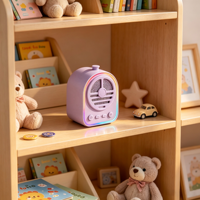 Mini haut-parleur portable pour enfants, décor de dessin animé interchangeable, 12 modes d'éclairage LED