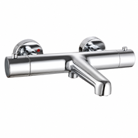 Robinet de douche thermostatique mural à double poignée en laiton chromé, mitigeur de bain anti-brûlure, vente en gros, fourniture d'usine OEM